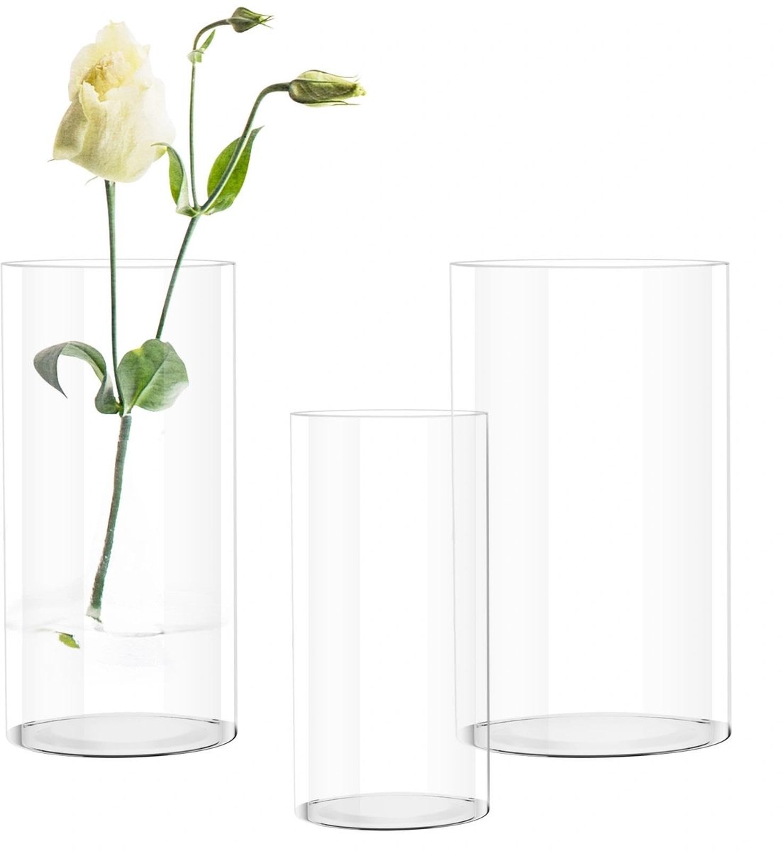 Omgoods - Set van 3 Transparante Plastic Vazen voor Bloemdecoratie