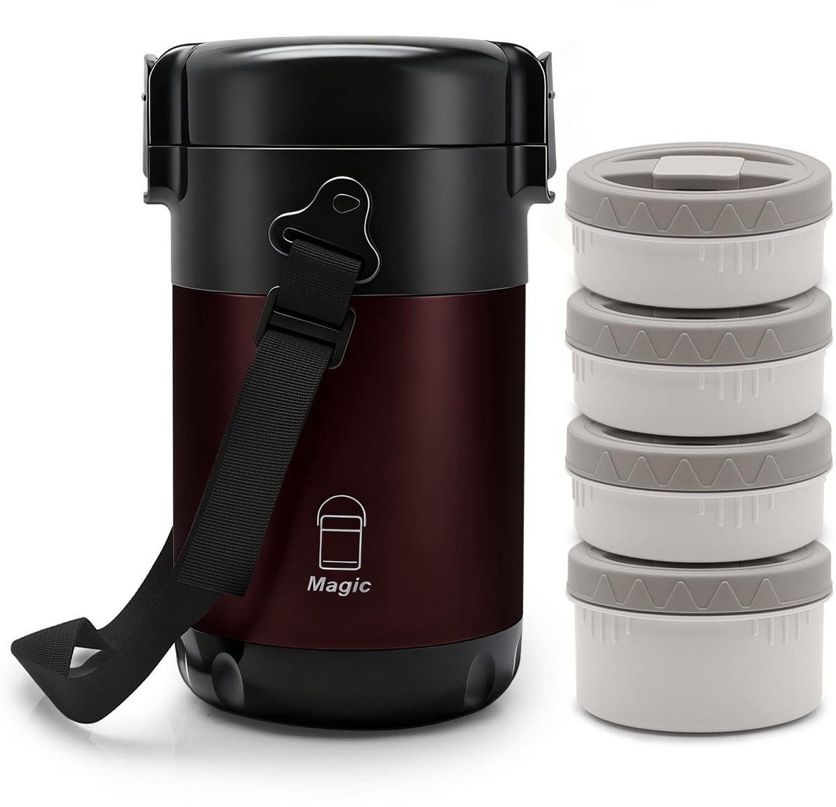 Omgoods - 2,6 liter thermocontainer voor levensmiddelen, lekvrij en roestvrijstaal