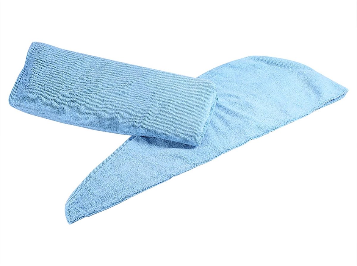 Omgoods - Set van 2 Sneldrogende Badhanddoeken met Haarcap Blue