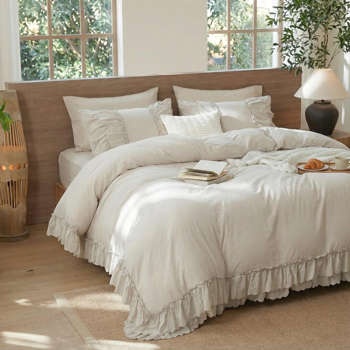Omgoods - Boho Beige Dekbedovertrek Set, King Size met 2 Kussenslopen
