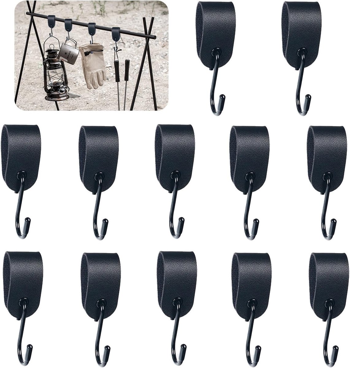 Omgoods - Set van 12 Multifunctionele Leren Haakjes voor Kleding