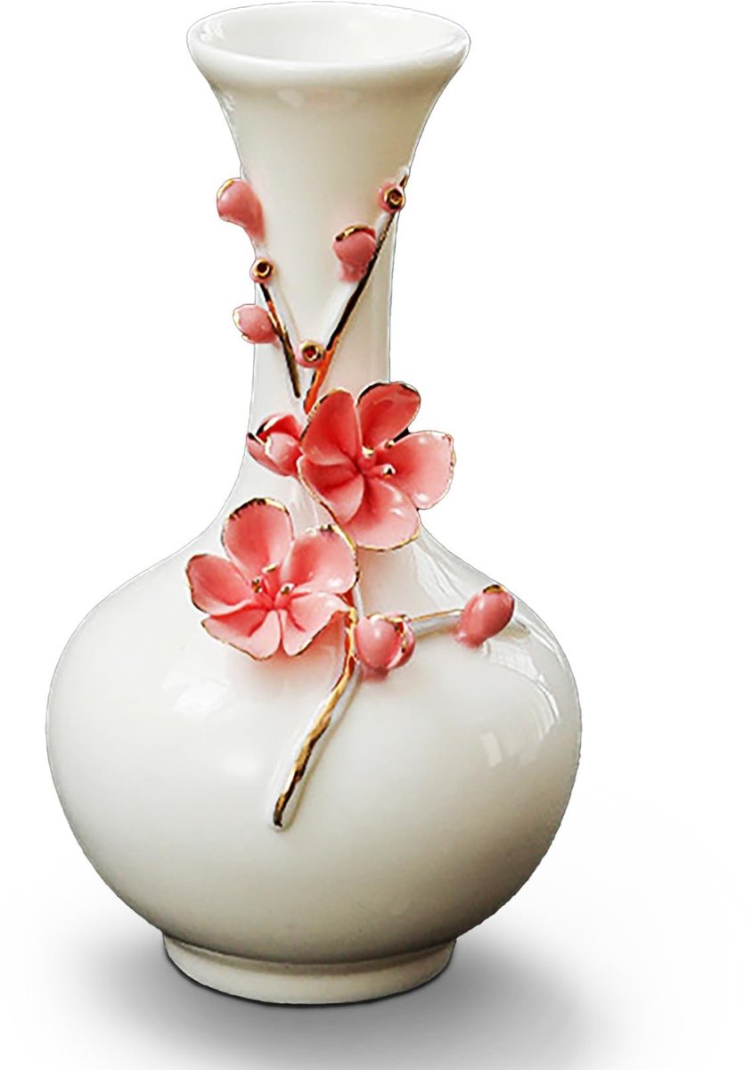 Omgoods - Porseleinen Vaas met Bloemen voor Huishouddecoratie