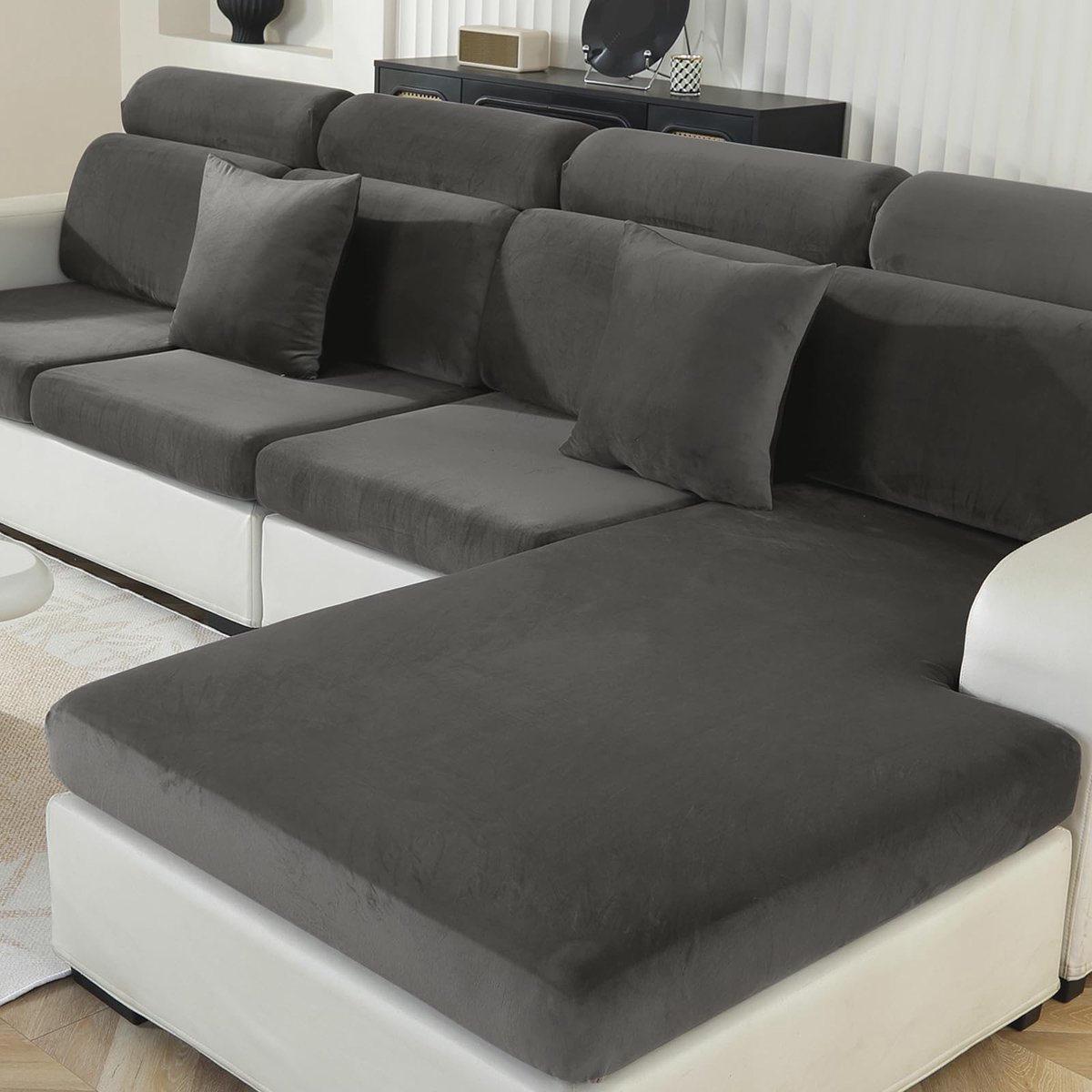 Omgoods - Velvet Kussenhoezen voor L-vormige Sofa met Hoge Elasticiteit