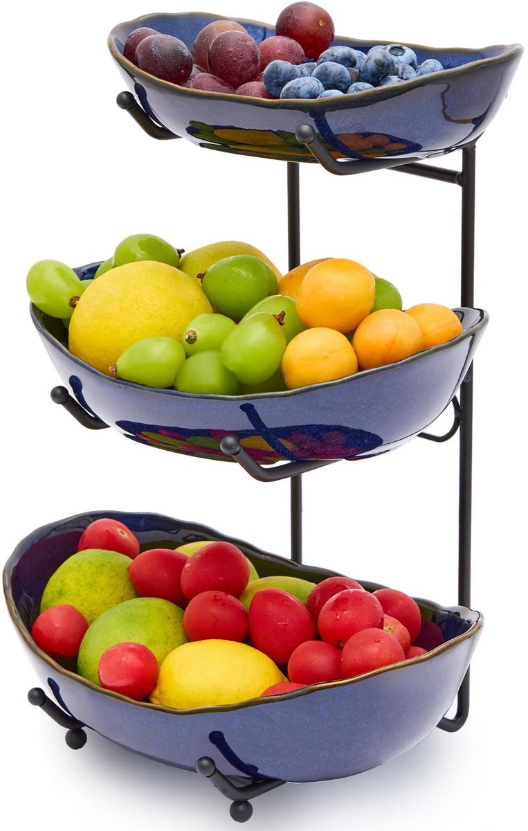 Omgoods - Multifunctionele Keramische Fruitstand met 3 Lagen