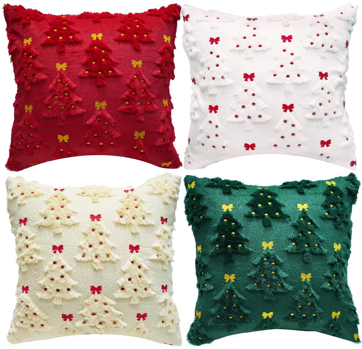 Omgoods - Set van 4 Kerst Kussenslopen 45 x 45 cm voor Feestelijke Decoratie