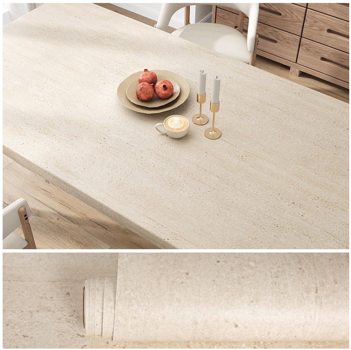 Omgoods - Beige Marmer Look Zelfklevend Folie - Keuken en Badkamer Wallpaper 40cm x 300cm