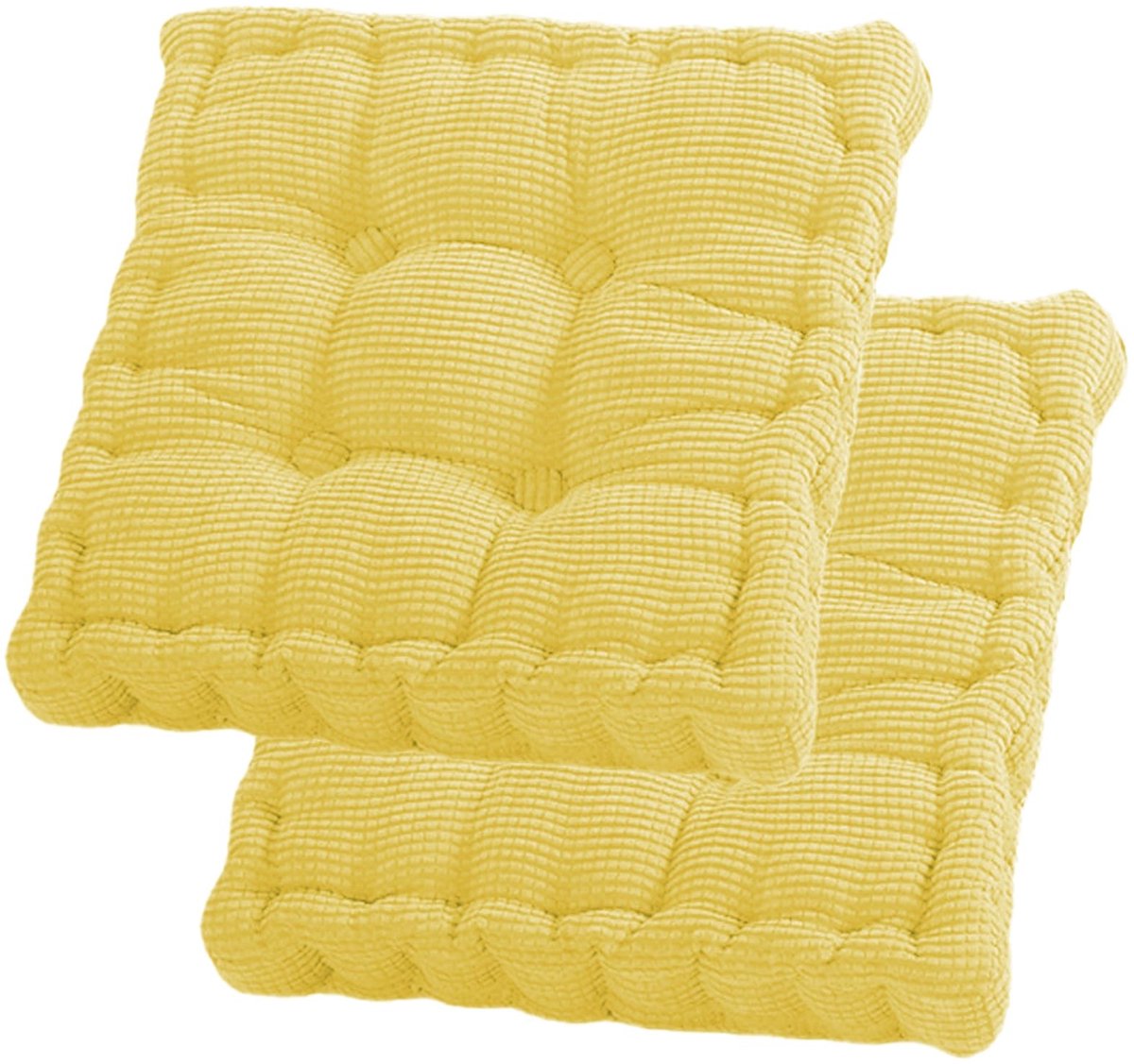 Omgoods - Set van 2 Zachte Vloerkussens 40 x 40 cm voor Binnen en Buiten in Geel