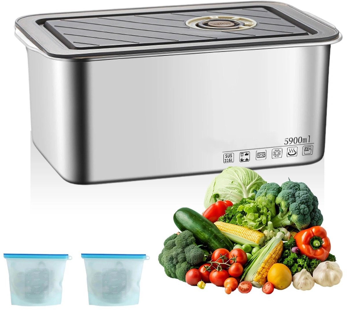 Omgoods - Paneerkommen 5900 ml met Lock en Lock-dozen en 2 koeltassen