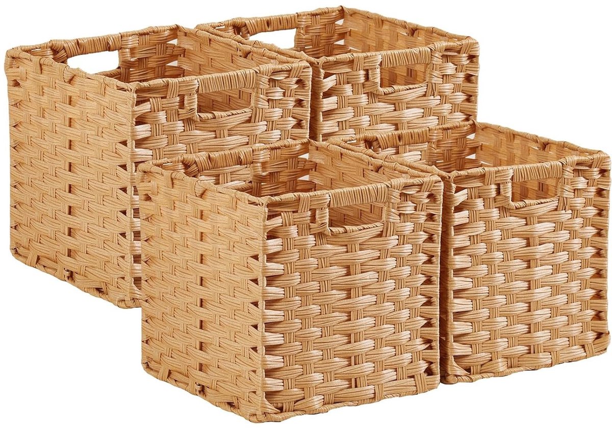 Omgoods - 25 cm Opbergdozen - Rattan Effect Opbergmanden Set van 4