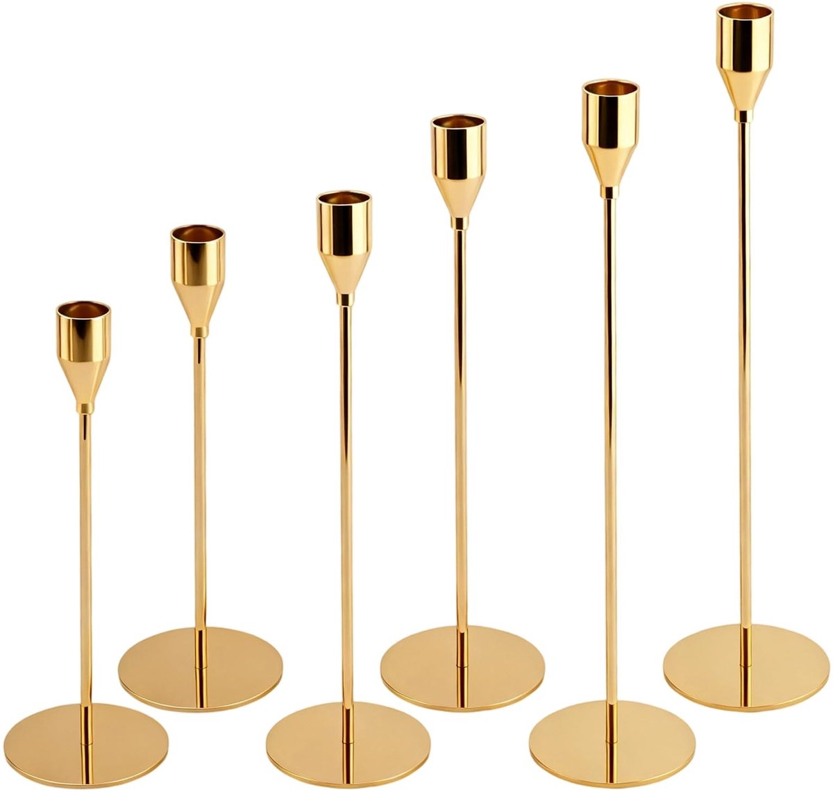 Omgoods - Set van 6 Gouden Kaarsenhouders voor Tafeldecoratie