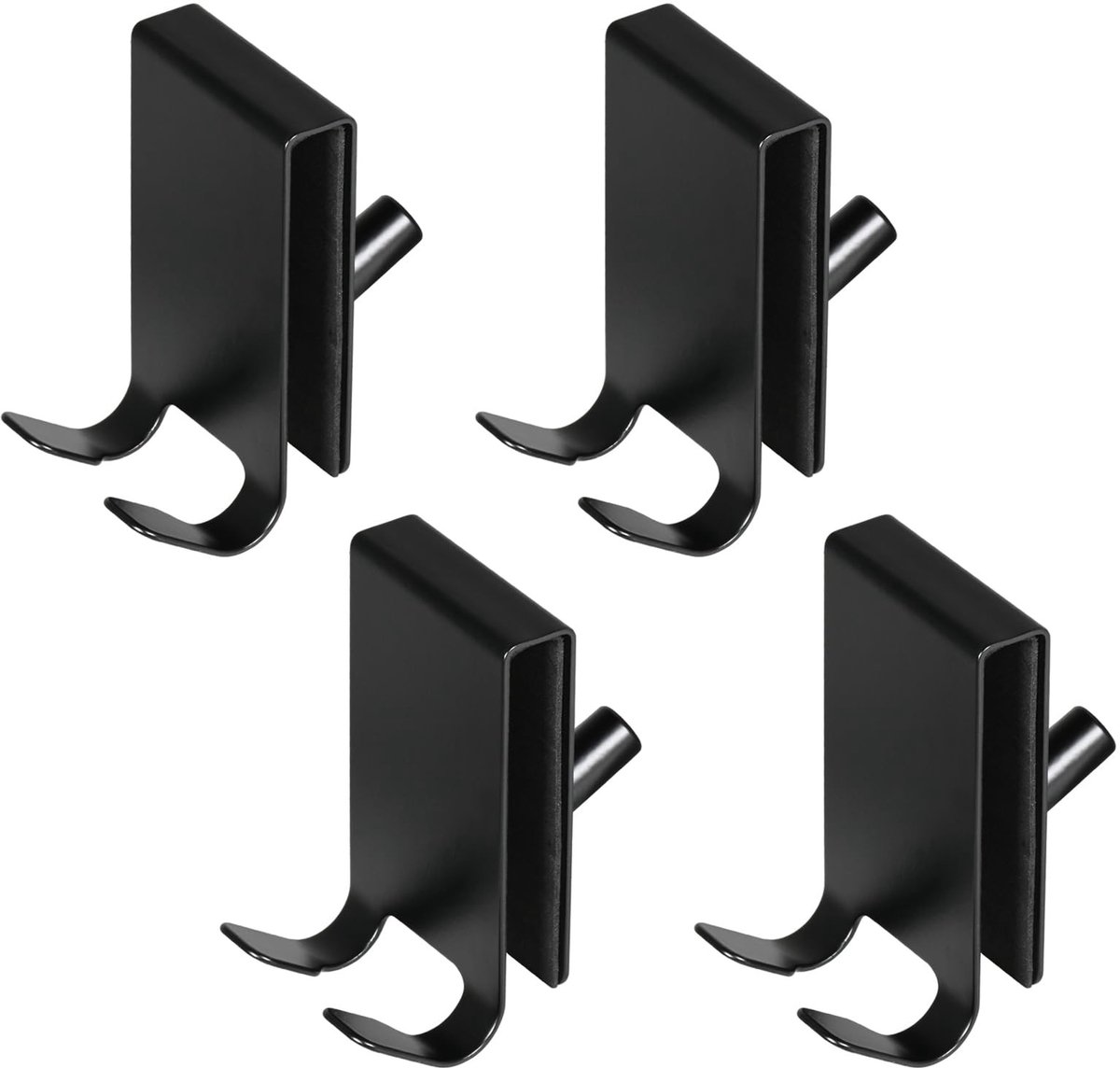 Omgoods - Set van 4 Douchewand Haken - Dubbelzijdig - Roestvrij Staal - Zwart