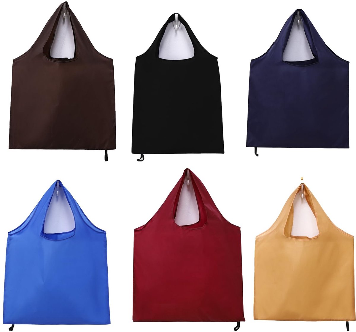 Omgoods - Set van 6 Herbruikbare Vouwbare Winkeltassen
