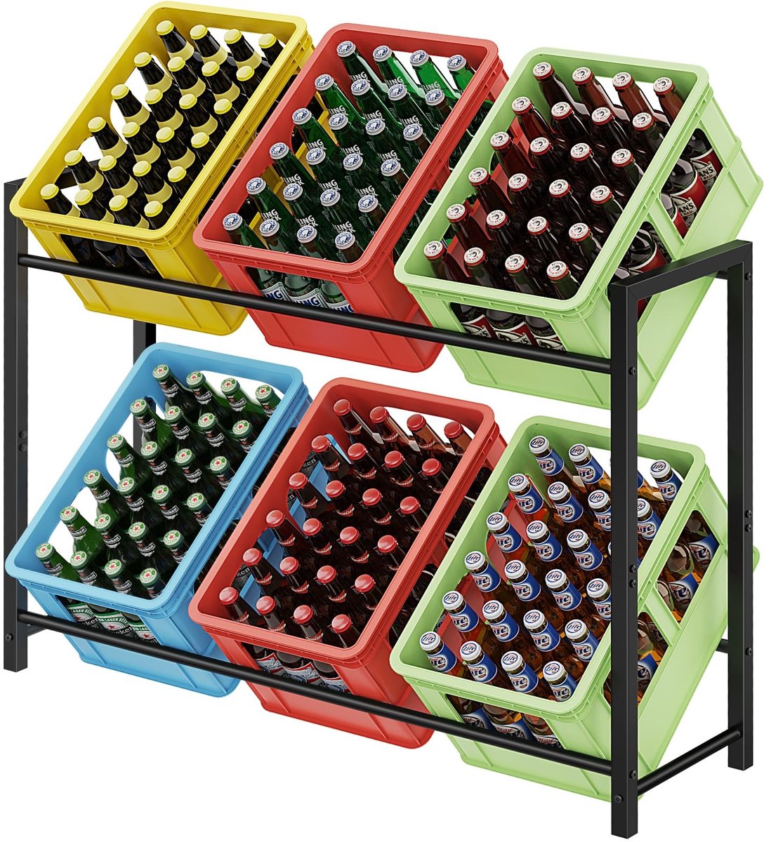 Omgoods - Metalen Box Rek voor 6 Drankdozen met 2 Niveaus