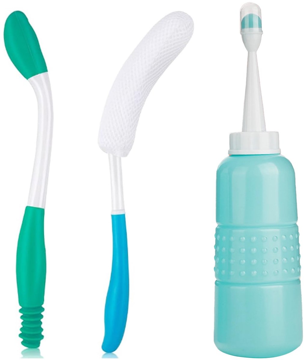 Omgoods - 3-Delige Comfortset voor Ouderen - Billenreiniger, Lichaamsborstel en Bidet