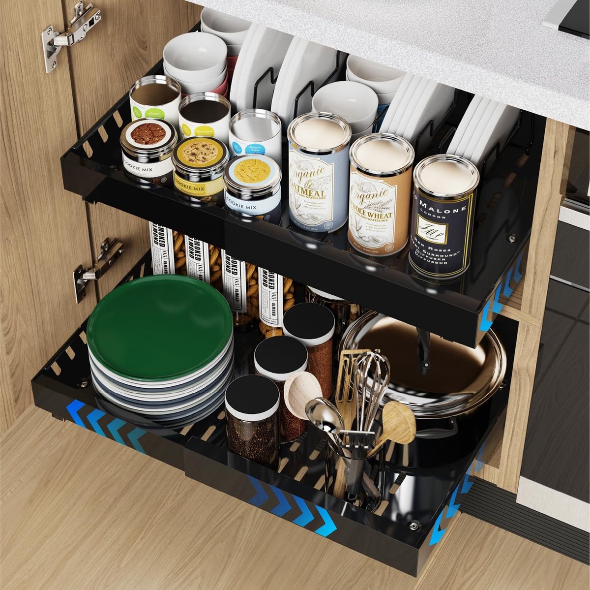 Omgoods - 2 Stuks Uittrekbare Keukenorganizer voor Keukenkastjes