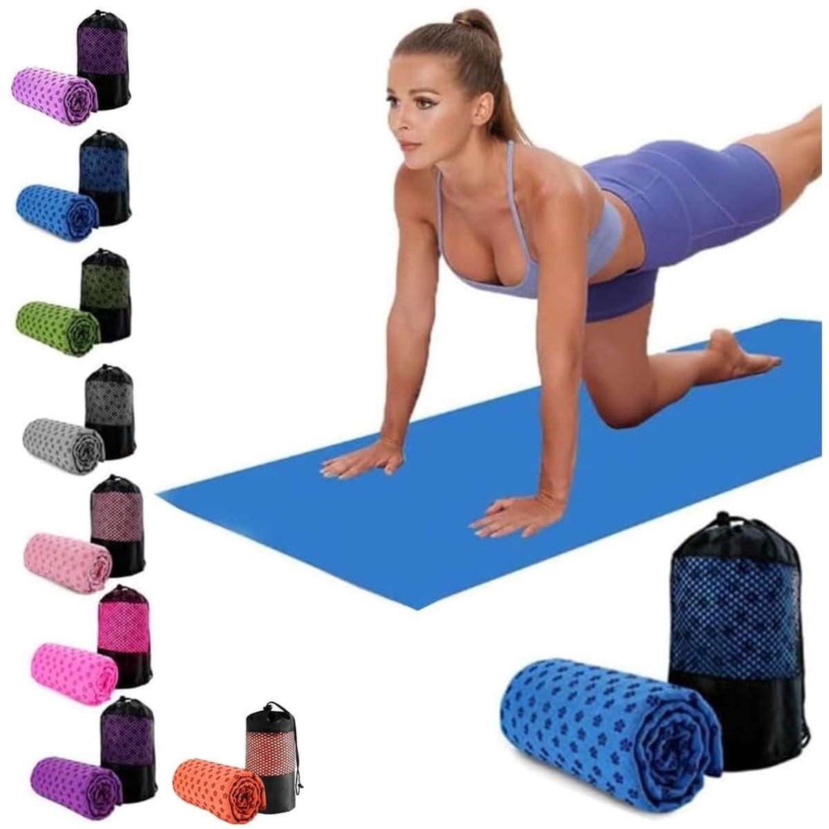 Omgoods - Yoga Handdoek 24" x 72" - Sneldrogende en Antislip Yoga Mat Towel