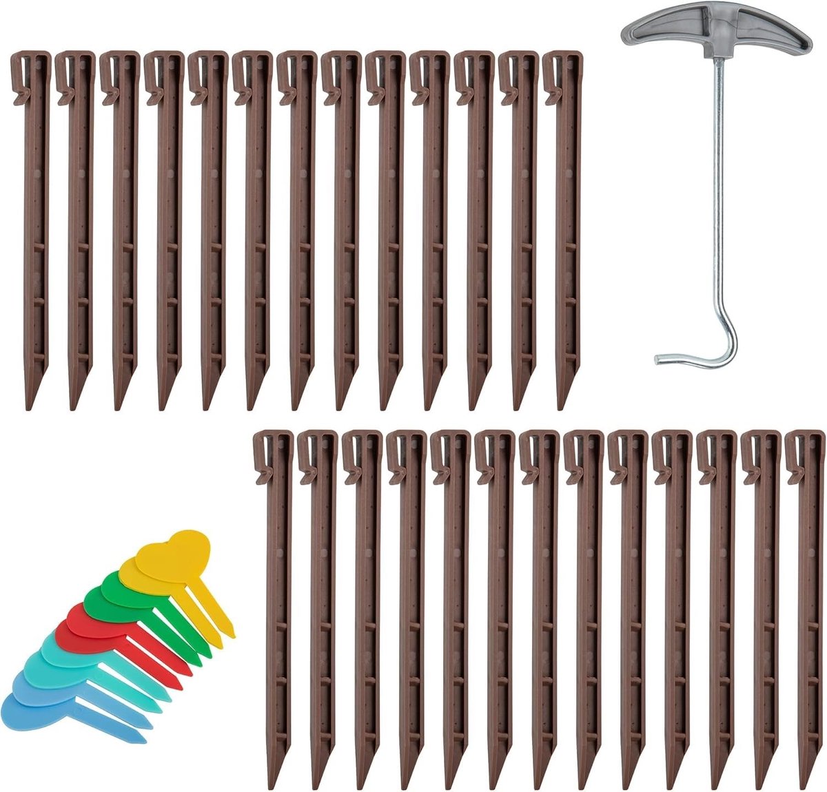 Omgoods - Set van 26 Tuinrand Grondspikes met Verwijdertool en Plantlabels