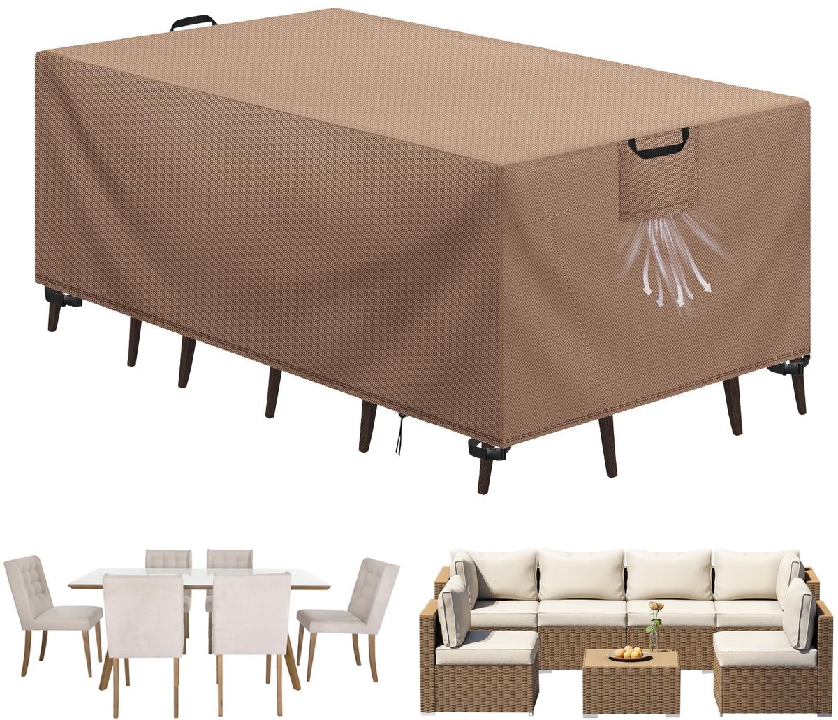 Omgoods- Beschermhoes Waterdicht - Afdekzeil Tuintafel - Oxford-stof 420D - UV-bescherming - Winddicht - Rotan Meubelhoes 220x100x75 cm - Tuinmeubelhoes