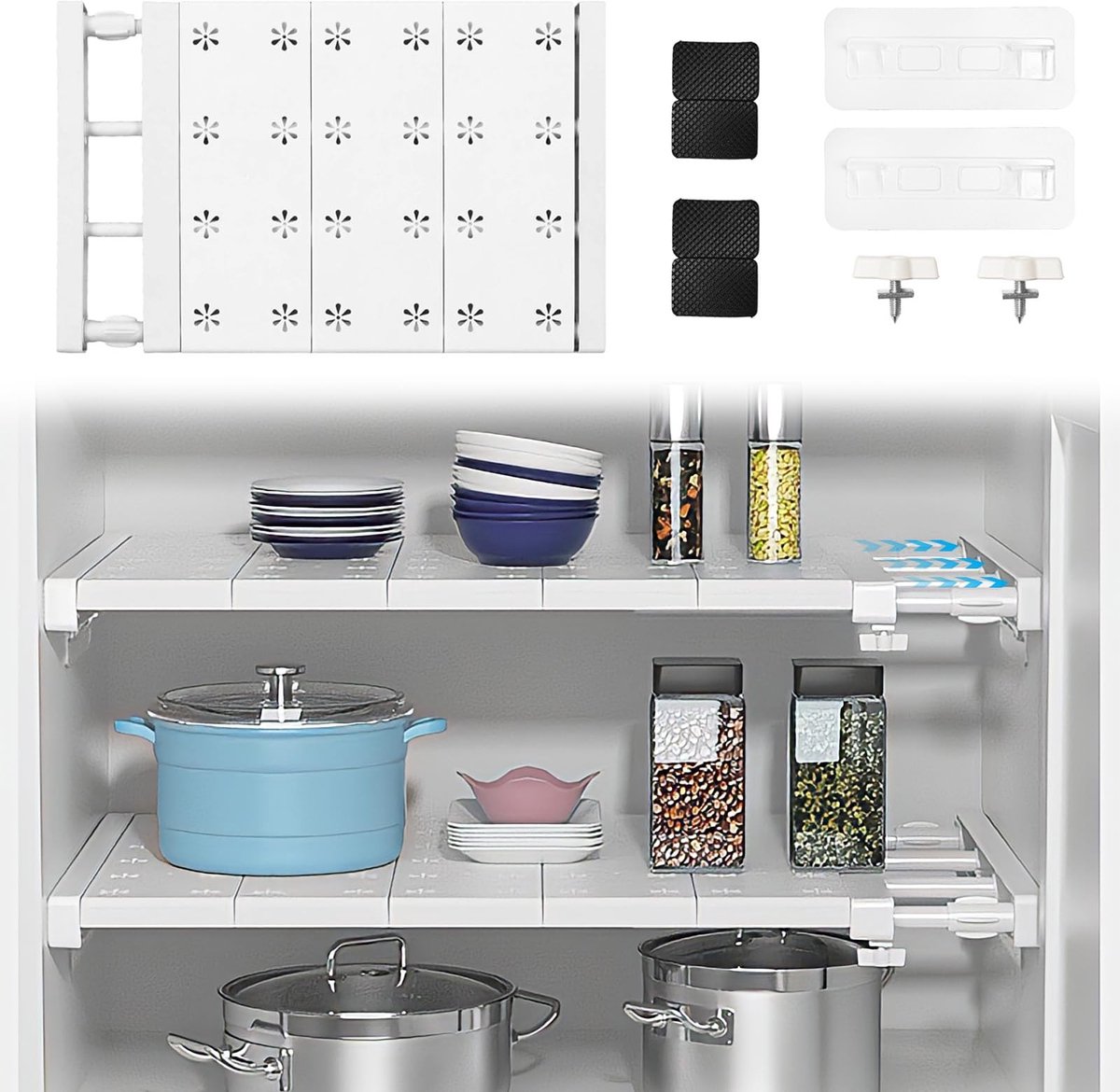 Omgoods - Verstelbare Planken 24 cm Breed en 38-60 cm Lang voor Kast en Keuken