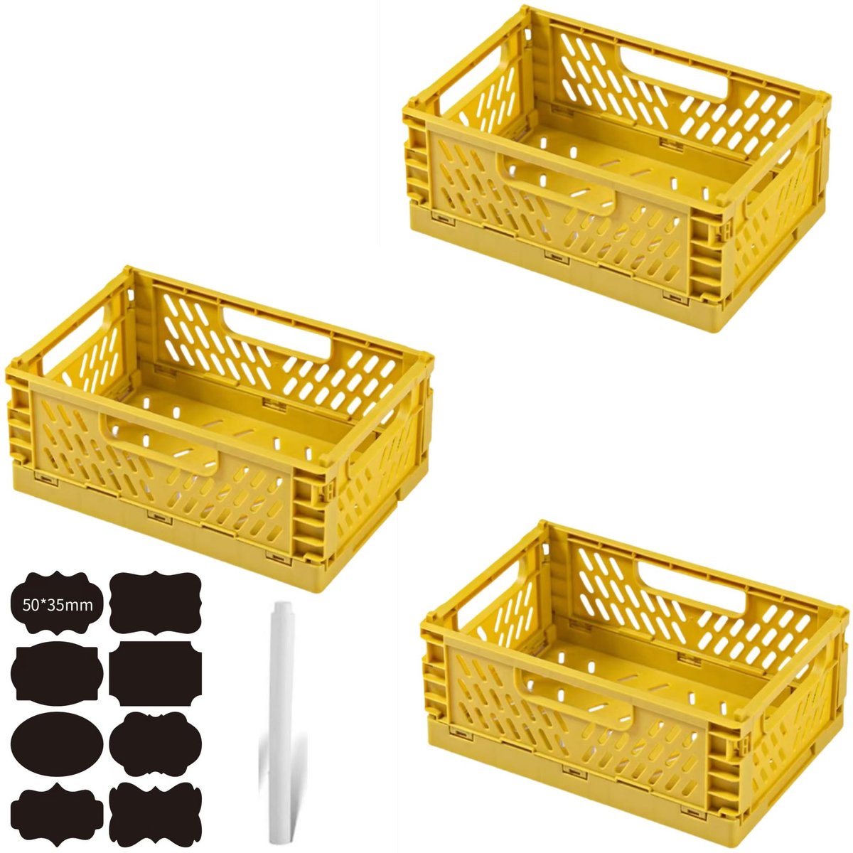 Omgoods - Set van 3 Vouwbare Opbergdozen 30x20x12cm in Geel
