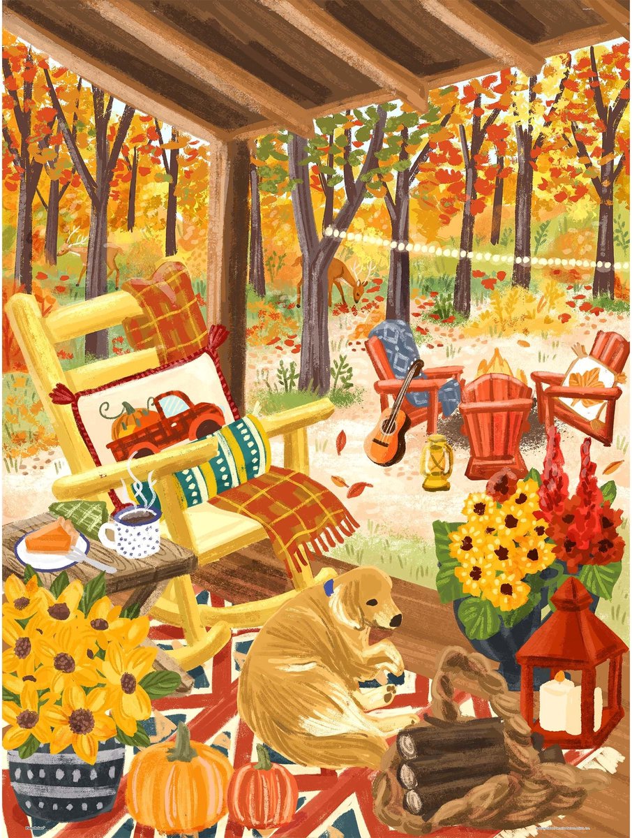 Omgoods - Puzzel met 1000 Stukjes - Herfst Veranda