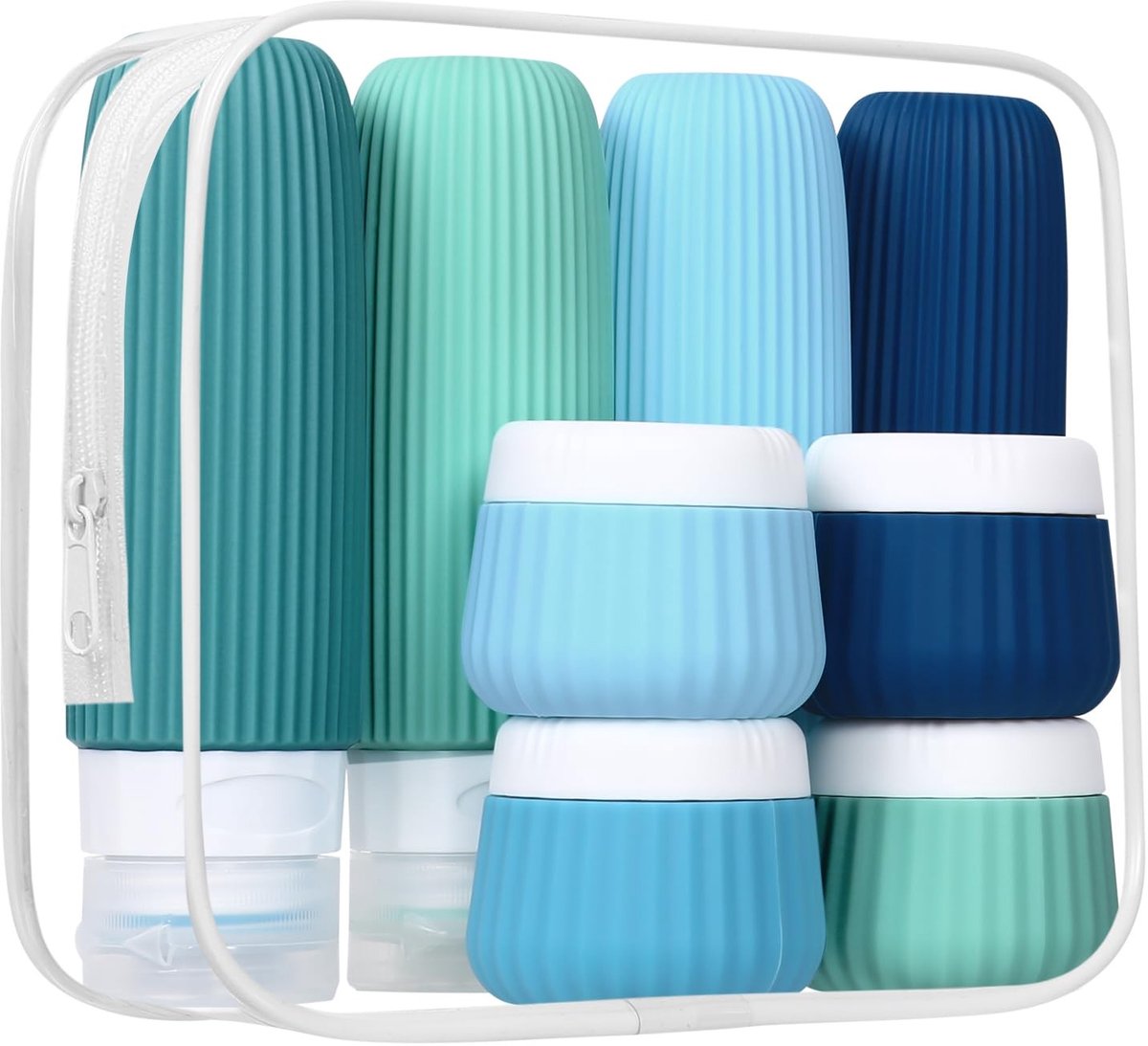 Omgoods - Set van 8 Reizenflessen voor Toiletten met Duidelijke Tas