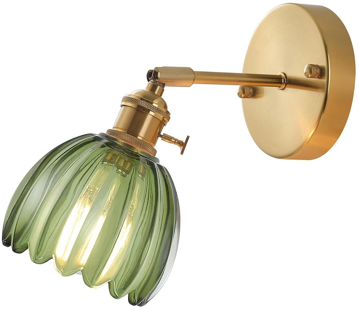Omgoods - Vintage Wandlamp met Verstelbare Arm en Glazen Lampenkap