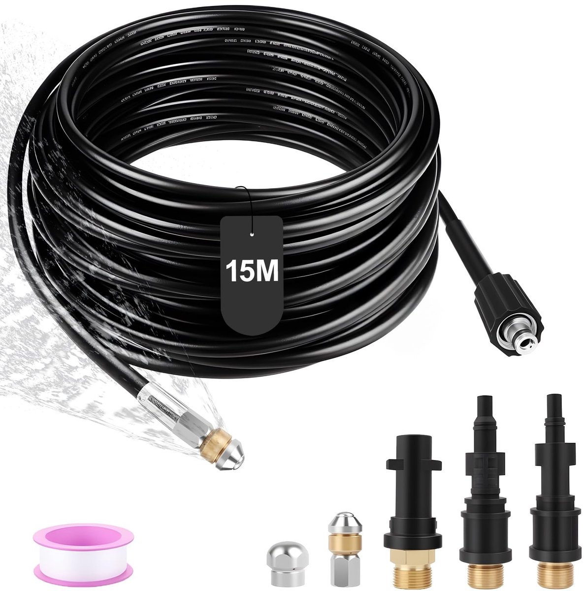 Omgoods - Slang Ontstopper met 3 Adapters en 2 Nozzles voor Diverse Machines