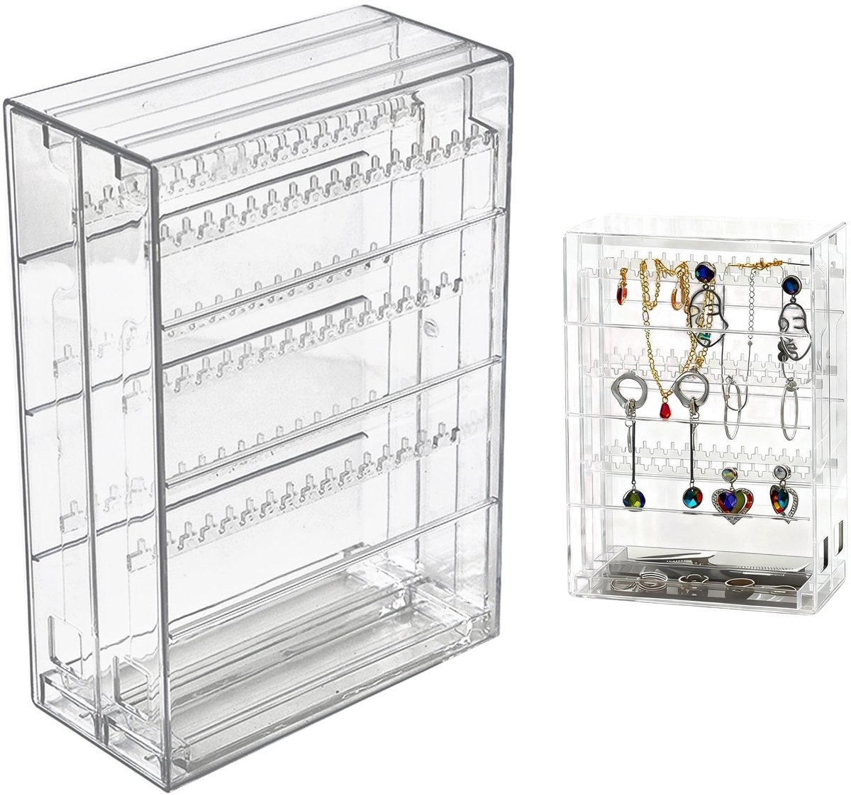 Omgoods- Sieradendoos Transparant - Sieradenorganizer - Acryl - Stofdichte Opbergdoos - Lade voor Kettingen/Oorbellen - Flexibele Organisatie - Sieradenopberger