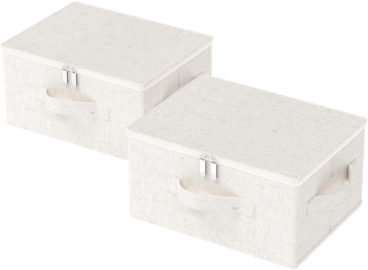Omgoods - Set van 2 Opbergdozen met Deksel Beige