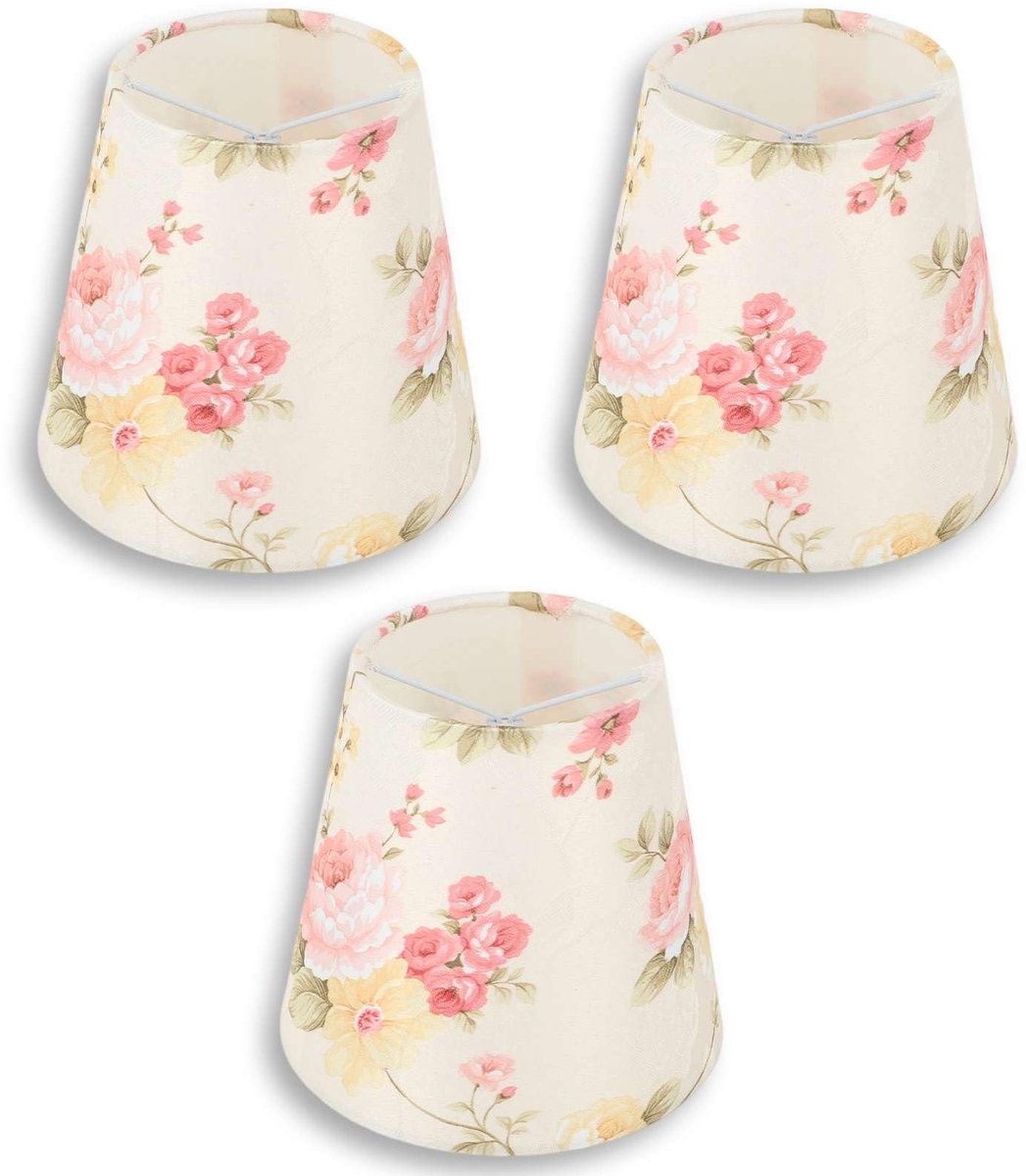 Omgoods - Set van 3 Traditionele Lampenkappen met Bloemmotief