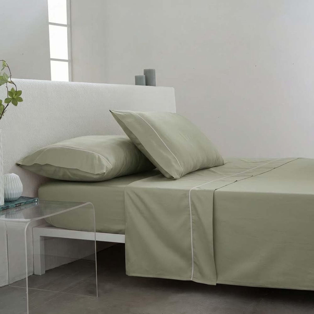 Omgoods - Bedlinnen Set 3-delig van 100% Egyptisch Katoen in Lichtgroen