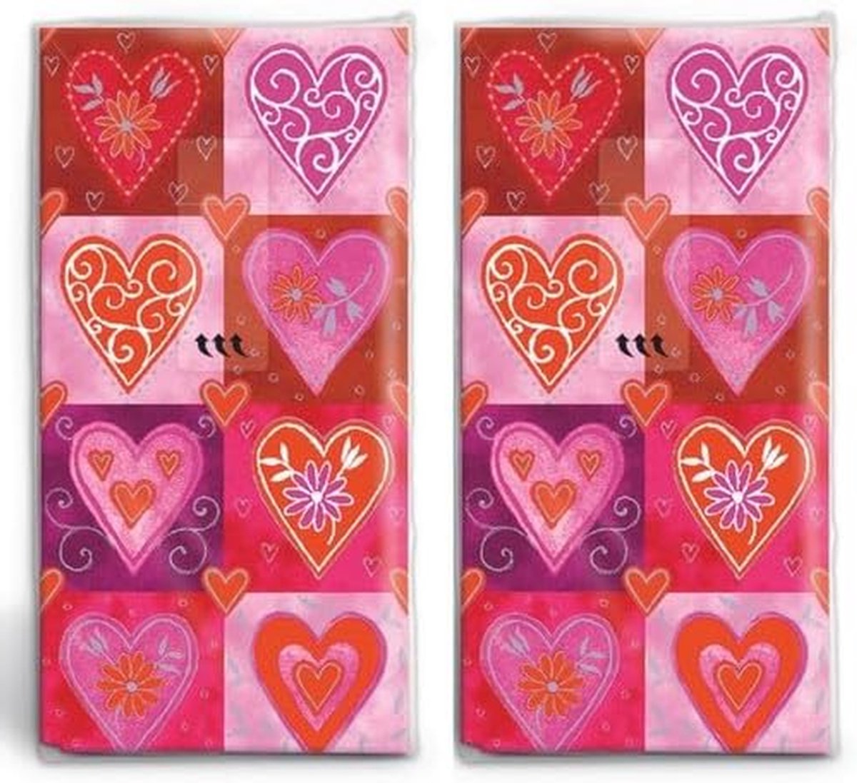 Zakdoeken Bruiloft - Papieren zakdoekjes - Speciale gelegenheden - Filigraan hartjes motief - 22 x 21 cm - Wit