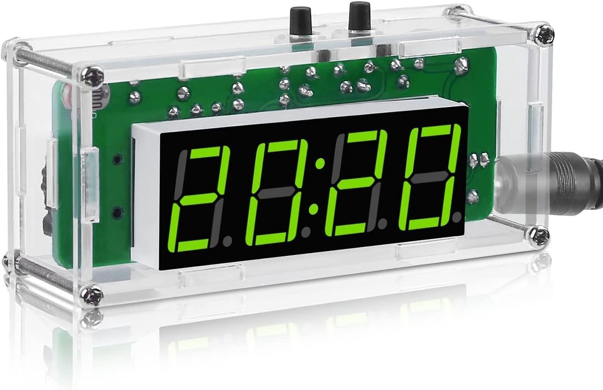 Digitale klok soldeerset TJ-56-428 met acryl behuizing – elektronische wekker om te monteren – voor beginners en studenten – leer elektronica op een leuke manier.