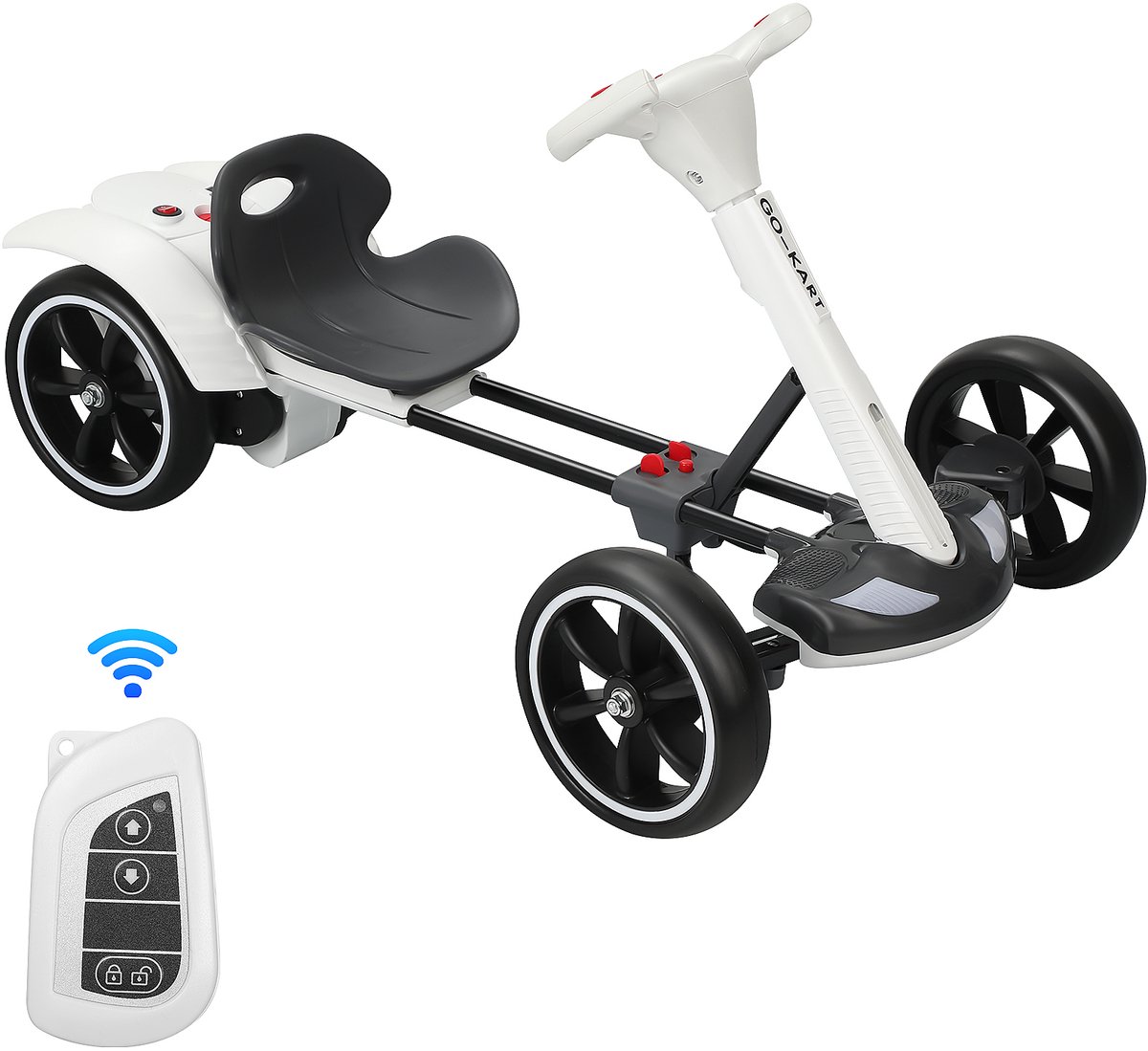 Elektrische Kinderkart Wit – Met Afstandsbediening, Bluetooth Speaker, 3-5 km/u – Max. 50 kg – Geschikt voor 3-8 Jaar – Incl. Oplader – EU-stekker