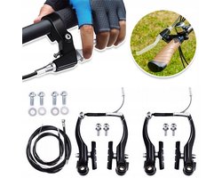 Aluminium V-Remset Voor Fietsen - HR VR Complete Set Met Remblokken Stil En Krachtig Remmen Universele Pasvorm - Voor Mountainbikes En Racefietsen