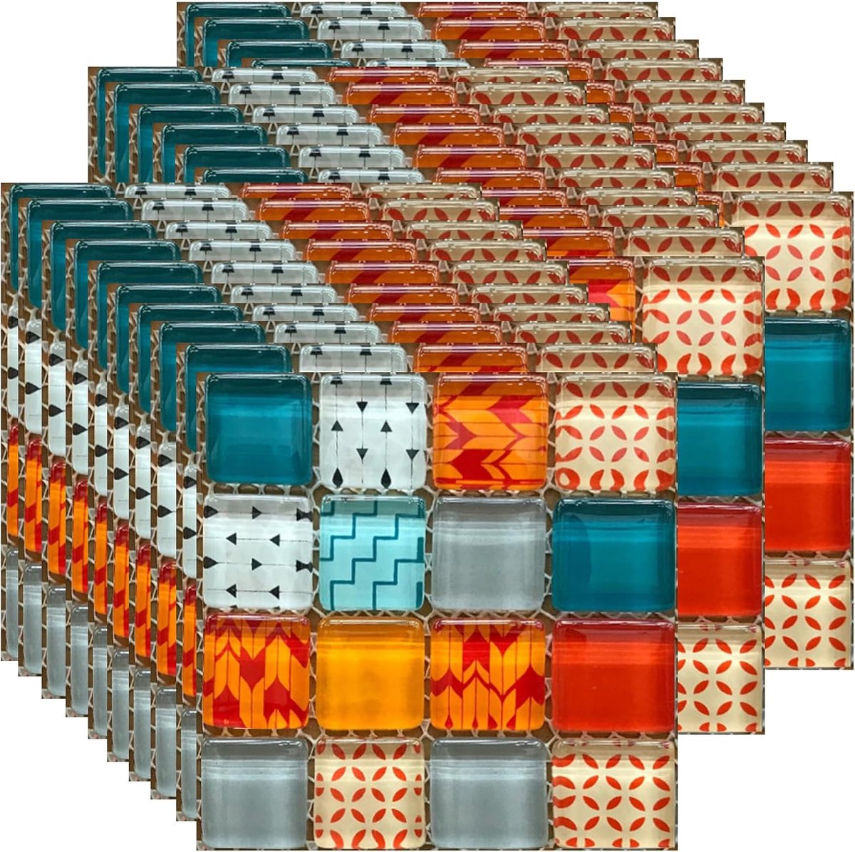 Mosaic tegelstickers 30Pcs - 4x4 inch rood patroon - zelfklevend PVC - waterproof wanddecoratie - ShopVlot