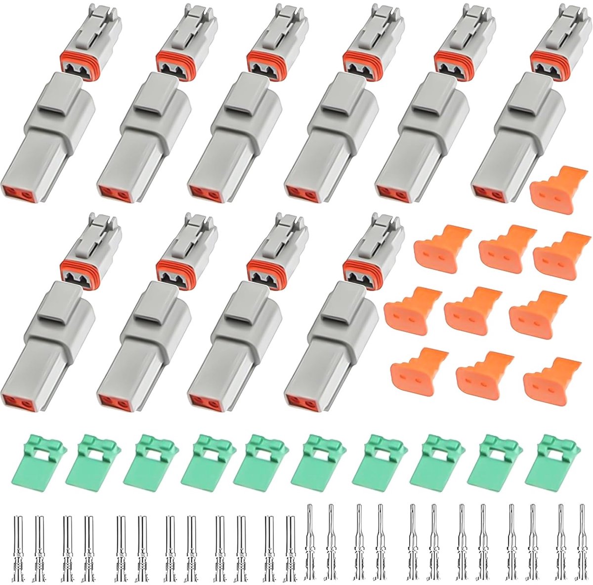 SnelShoppen - Set van 10 DT Plugs, Duitse Connectoren voor Auto, 2 Polige Waterdichte Elektrische Connectors voor Auto, Vrachtwagen, Motorfiets