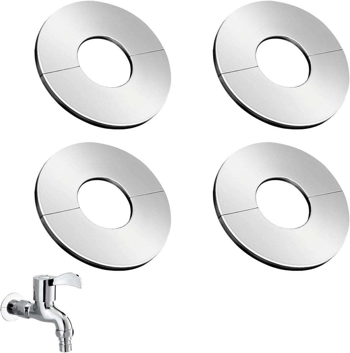 Rosettes Cover, 4 Pieces, 23 mm, Water Clock, Cover Rosette, Stainless Steel, Pipe Cuffs, Heating Pipe Cover, Split - ShopVlot