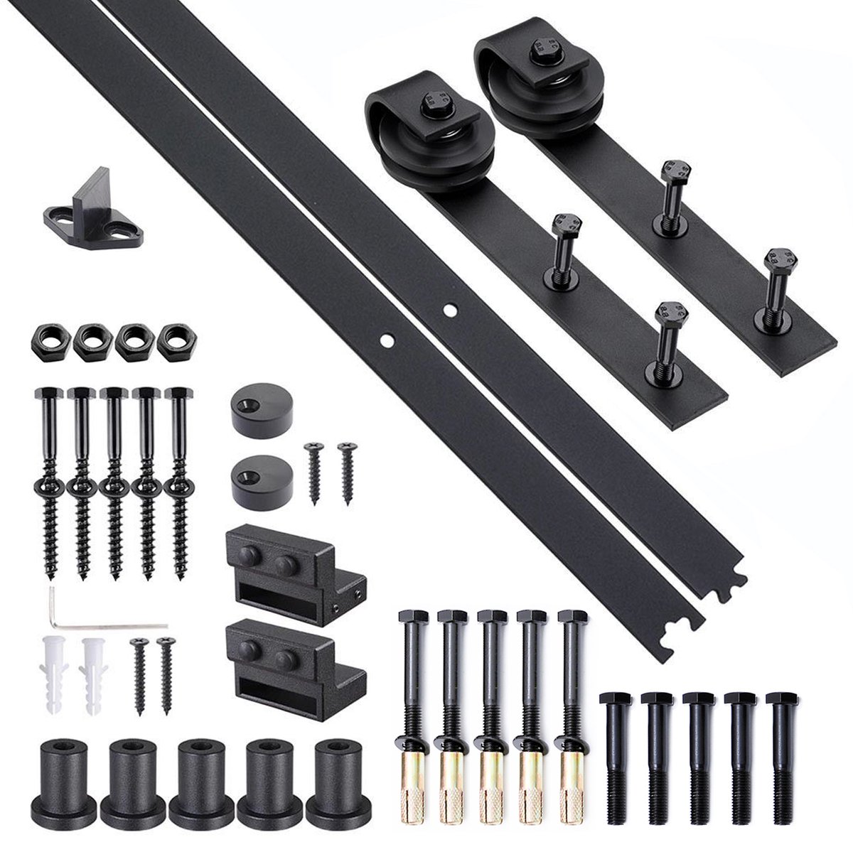 1 set - schuifdeurset - verborgen deursysteem voor deuren met een dikte van 35-45 mm - maximale breedte van 1 meter - draagbaar - zwart
