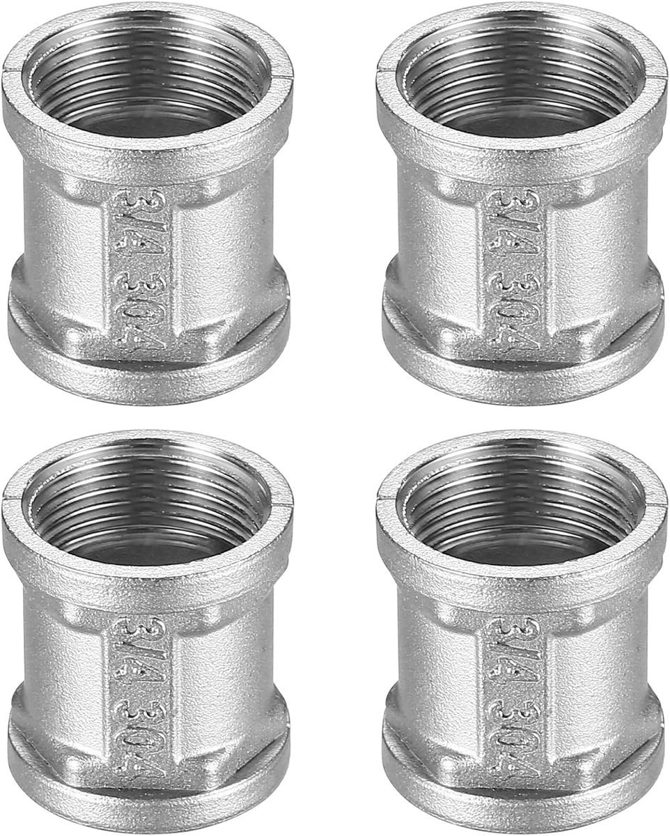 SnelShoppen - 4 Stuks 3/4 Inch RVS Sleeve, 3/4" Vrouwelijke BSP Draadverbinder, Verbindingsstukken voor Reduceren, Roestvrij Staal, Duurzaam en Betrou