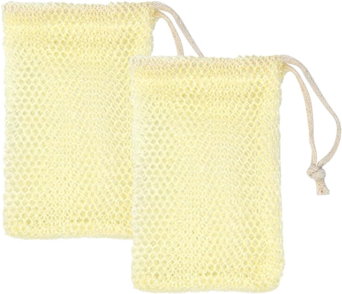 SnelShoppen - 2x Organische Katoenen Zeepzakjes, Natuurlijke Zeepzakjes voor Haarzeep, Milieuvriendelijk en Duurzaam, Ideaal voor Badkamer en Camping