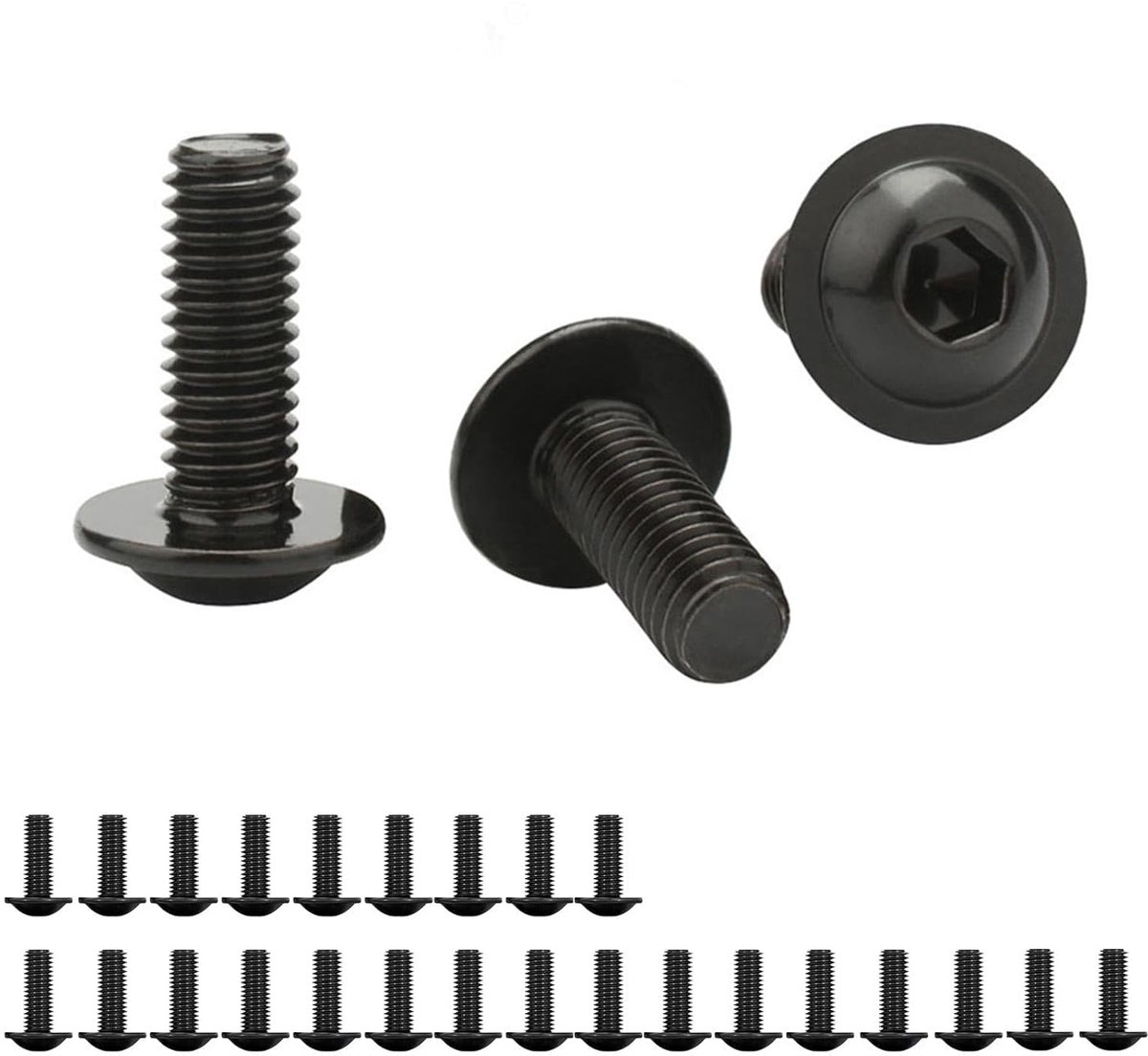 0XBIT M6 Bolt, 25pcs M6 Screws, Black Stainless Steel Screws, Hex Bolts M6 x 16mm, Exquisite Treatment, Bombee Head - ShopVlot
