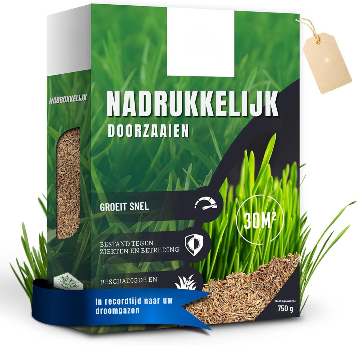 Ploutos® Graszaad - Express Graszaad - Snelgroeiend En Slijtvast Gazonzaad - Groen - 20cm x 15cm x 13cm