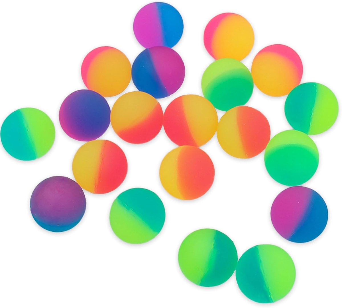 Pack of 20 Bounce Balls, Two Tone Satin Rubber Balls, Colorful Rubber Balls, Random Colors, Colorful Bounce Balls for - ShopVlot