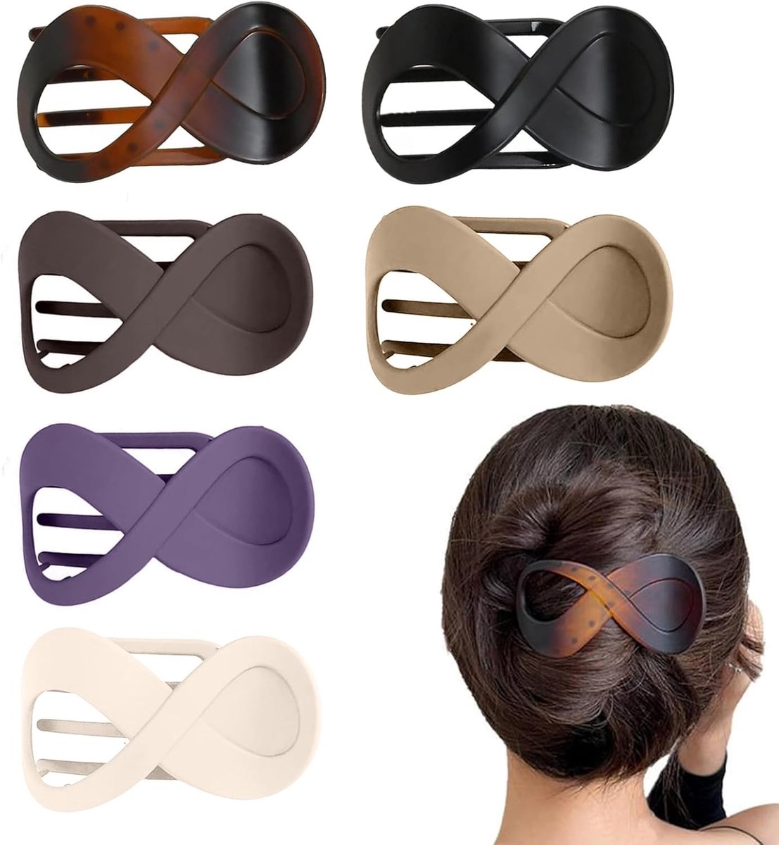 SnelShoppen - 6 x Grote Haarklemmen voor Dames, Haarspelden in Stijlvol Design, Perfect voor Feestjes, Metalen Veer en Acryl, 8,5 cm Lang, 4 cm Breed