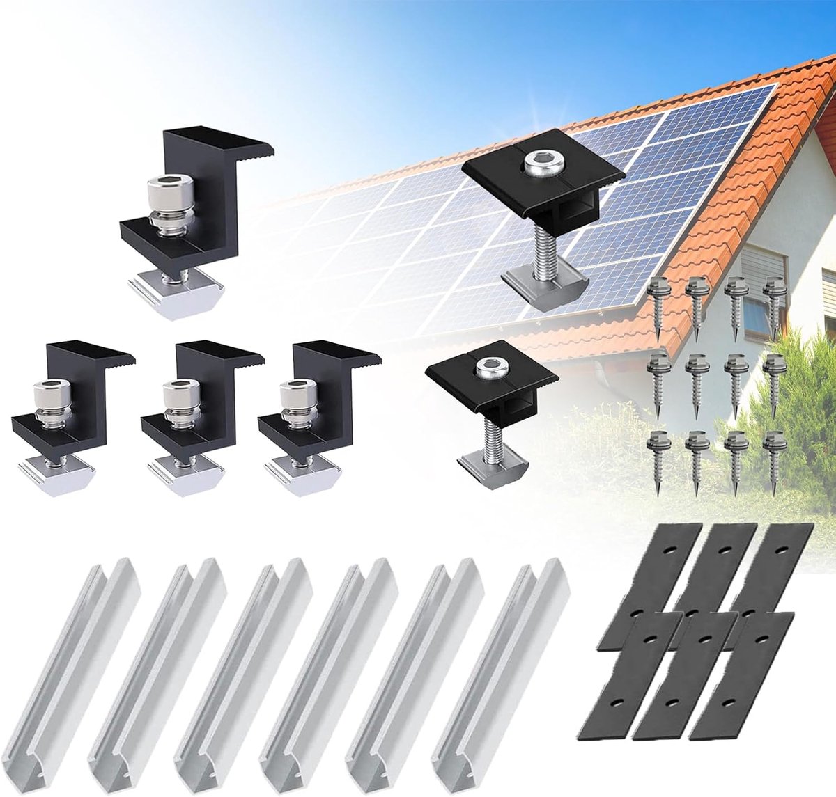 FungLam Solar Panel Mount 30mm, Solar Panel Holder Flat Roof, 12cm Solar Panel Holder Kit, 4pcs Solar Panel Holder - ShopVlot