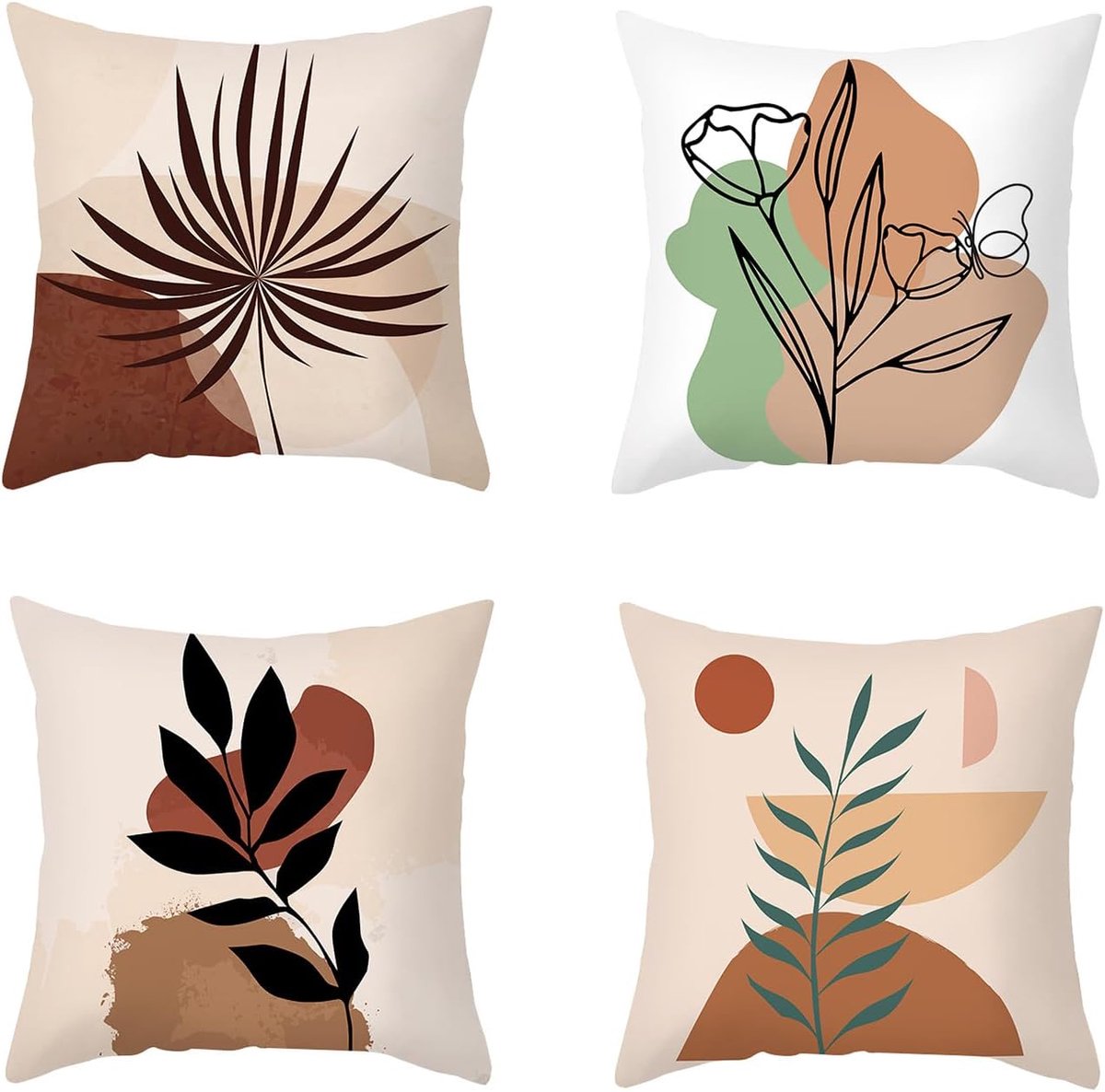 SnelShoppen - Set van 4 Decoratieve Kussenhoezen 45 x 45 cm, Hoogwaardige Perzikhuid Stof, Ademend en Waterdicht, Voor Woonkamer, Slaapkamer, Balkon e
