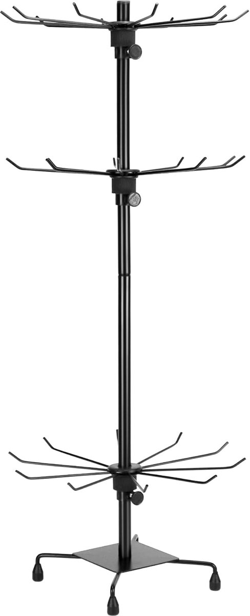 SnelShoppen - Zwenkbare displaystand voor sieraden en accessoires, 3 niveaus, metalen constructie, zwart, perfect voor het tentoonstellen van kettinge