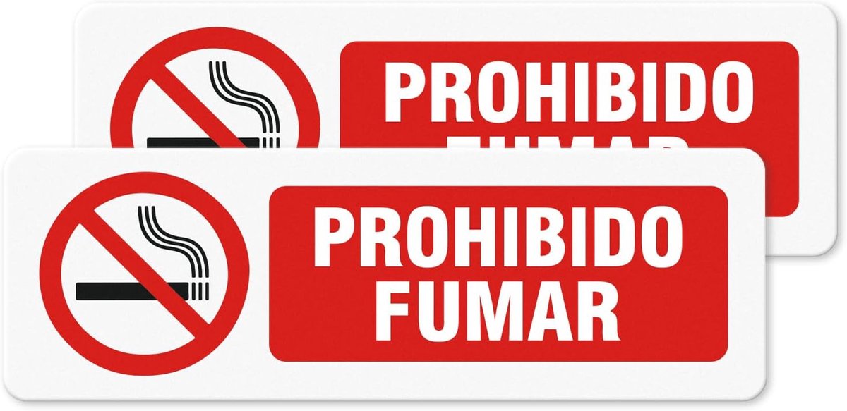 SnelShoppen - Rookverbod Bord Aluminium, Rookverbod Signaal voor Binnen en Buiten, Zelfklevend, 15 x 5 cm, Set van 2, Waterdicht en Duurzaam